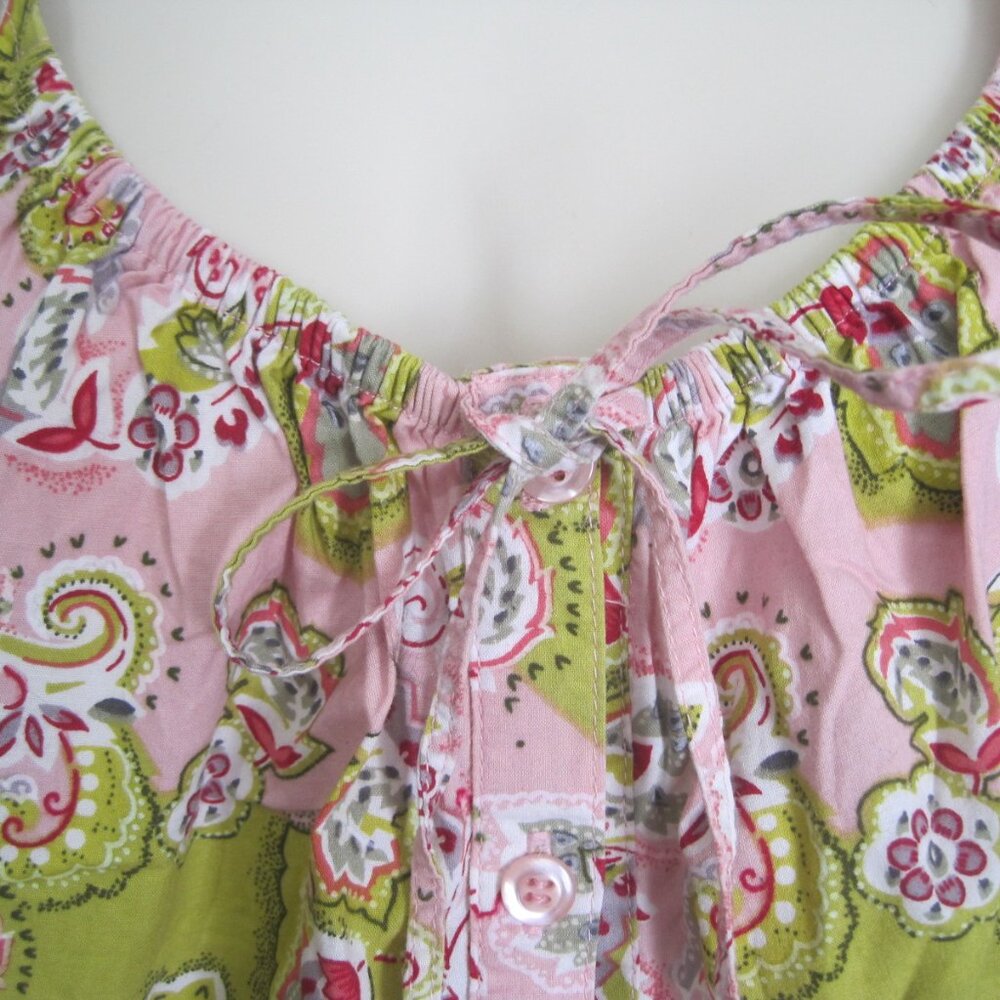 BOUTIQUE EUROPA - WOMANS PINK/GREEN FLORAL LACE BUTTON TANK TOP- SIZE 10 - Picture 2 of 7